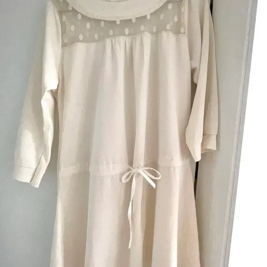 [BUNJANG] Ivory Polka Dot See-Through Dress / 아이보리 도트 시스루 원피스
