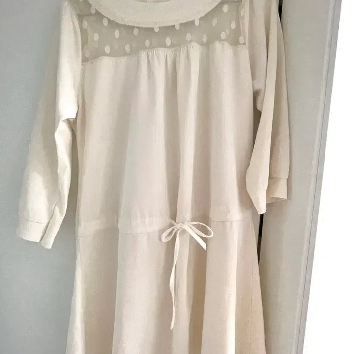 [BUNJANG] Ivory Polka Dot See-Through Dress / 아이보리 도트 시스루 원피스