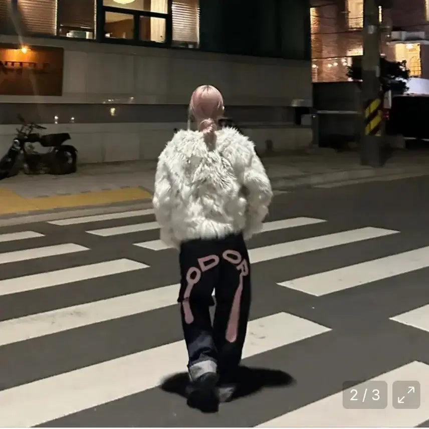 [BUNJANG] Odosr Logo Drop Denim Pants Pink / 오도어 로고 드롭 데님팬츠 핑크