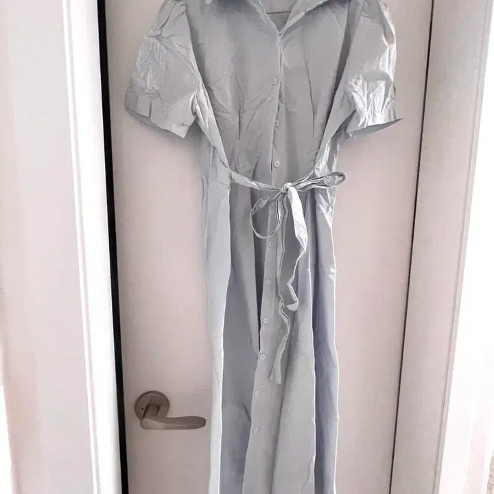 [BUNJANG] Sky Blue Shirt Dress with Belt / 셔츠 원피스