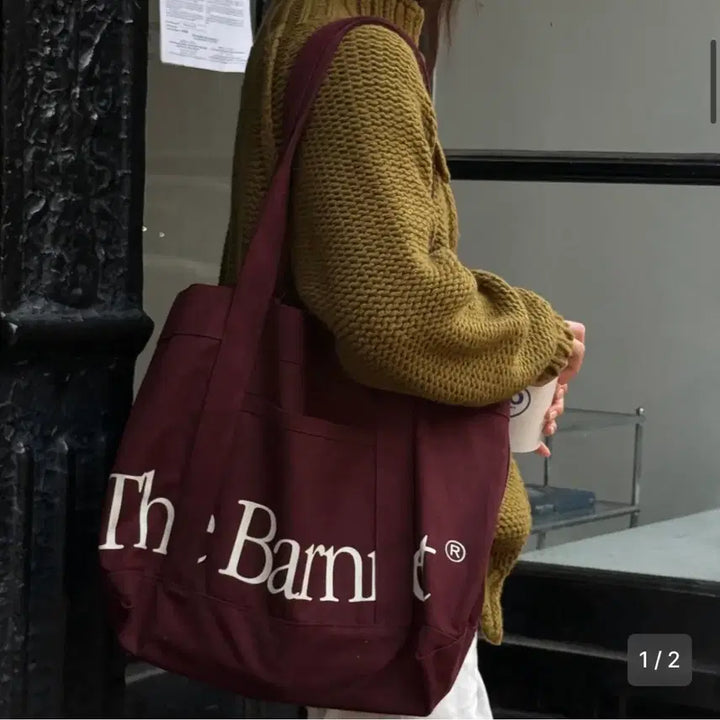 [BUNJANG] The Barnet Burgundy Canvas Eco Bag Tote Bag / 새상품) 더바넷 캔버스 버건디 에코백 토트백