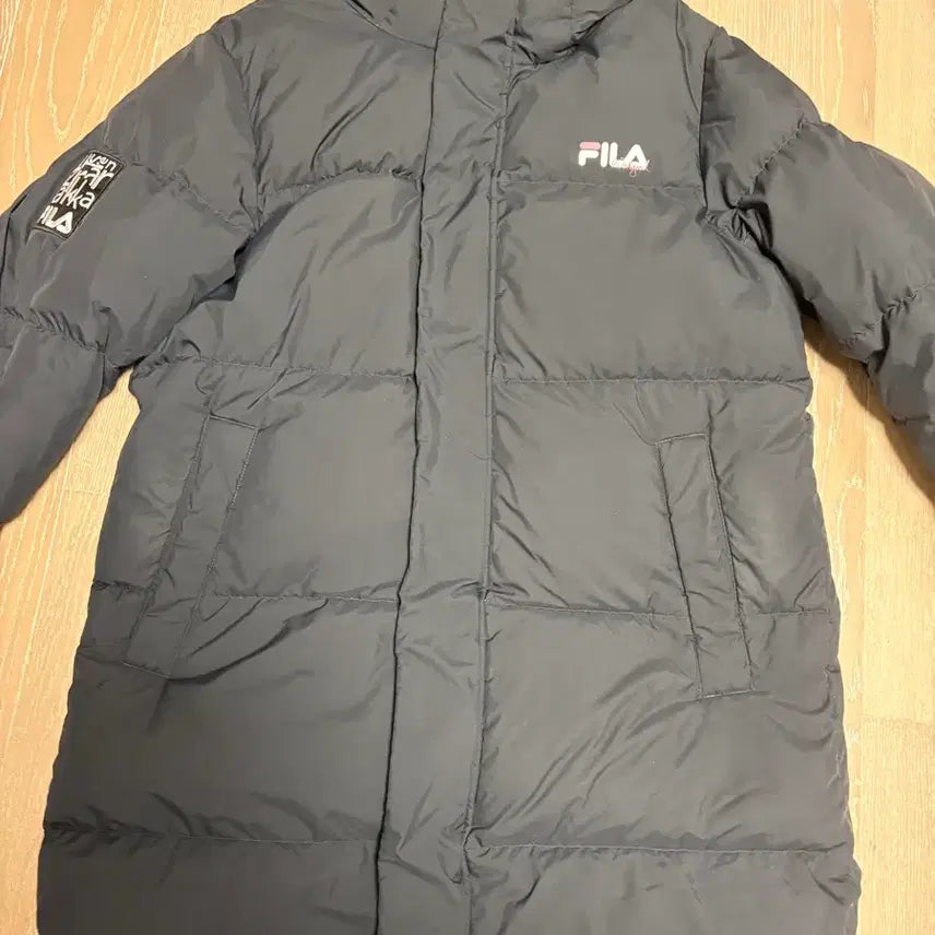 [BUNJANG] Fila Black Long Padding Jacket Unisex / 휠라 우왁굳 블랙 롱패딩