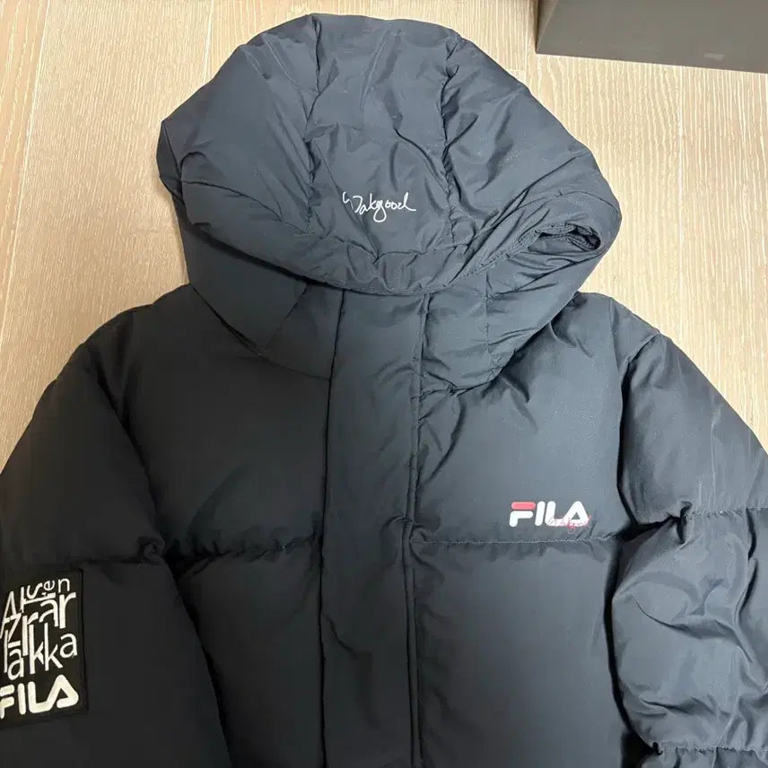 [BUNJANG] Fila Black Long Padding Jacket Unisex / 휠라 우왁굳 블랙 롱패딩