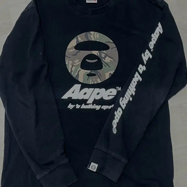 [BUNJANG] Aape Camo Long Sleeve T-Shirt Black / Aape 에이프 카모 긴팔 티셔츠 블랙