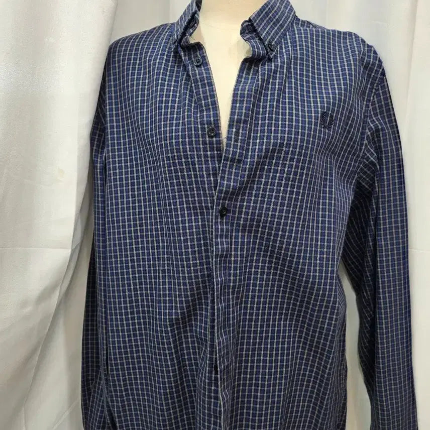 [BUNJANG] Fred Perry Blue Check Shirt (Size L) / 정품 프레드페리 블루 체크 셔츠L