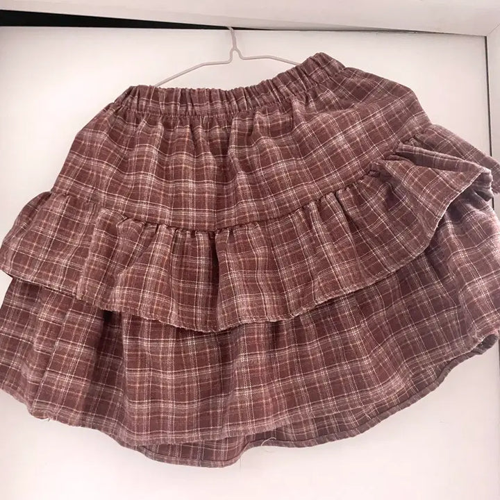 [BUNJANG] Check Frill Mini Skirt Brown / 체크 프릴 미니 스커트 브라운