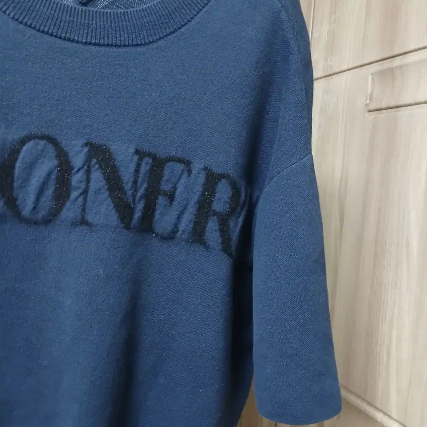 [BUNJANG] System Navy Short Sleeve Knit Top / 시스템 네이비 반팔 니트