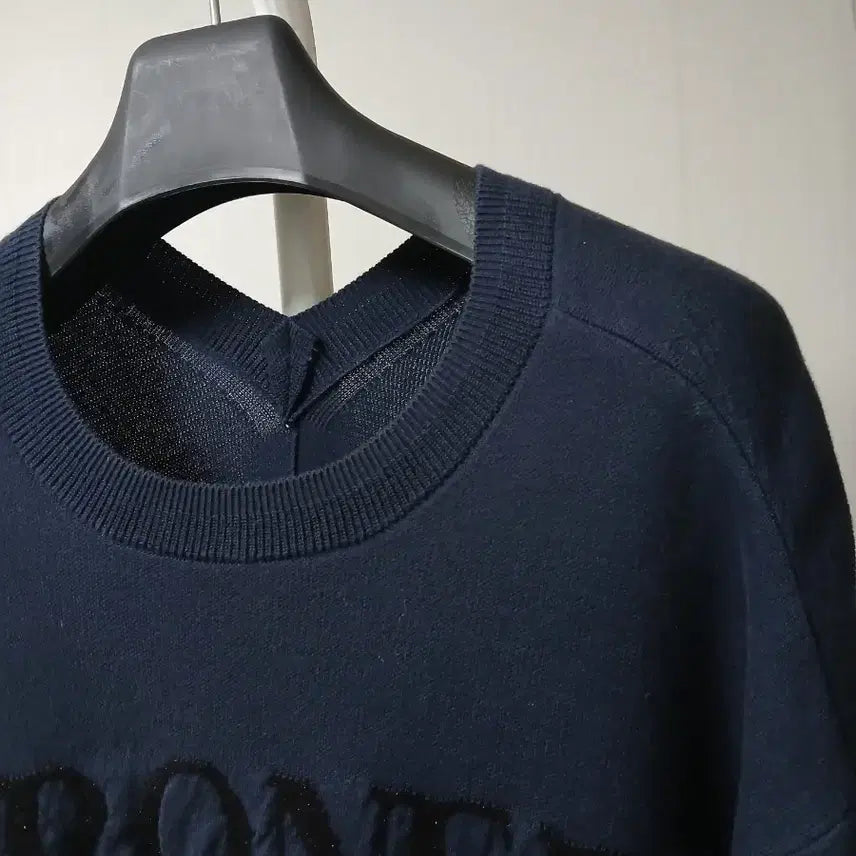 [BUNJANG] System Navy Short Sleeve Knit Top / 시스템 네이비 반팔 니트