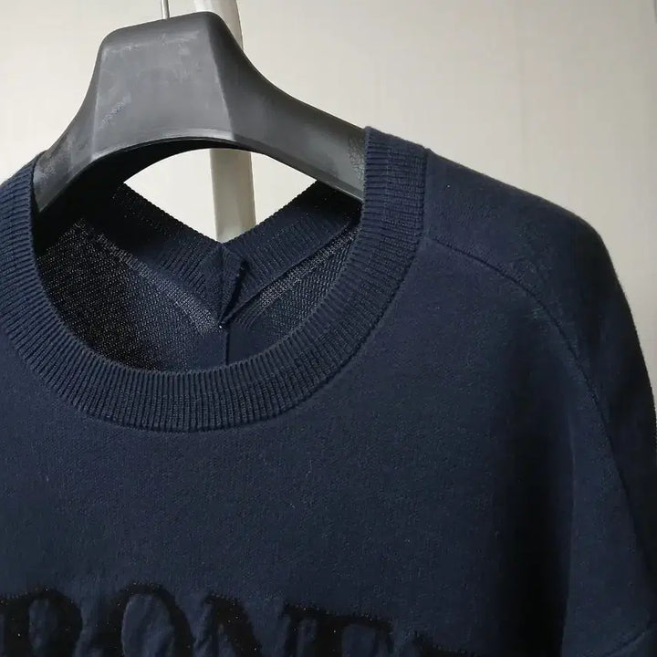 [BUNJANG] System Navy Short Sleeve Knit Top / 시스템 네이비 반팔 니트