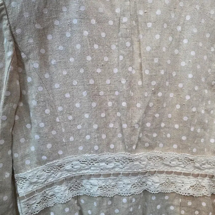 [BUNJANG] Linen Dot Pattern Lace Trim Jacket / 린넨자켓 도트무늬 레이스 장식 여성 자켓