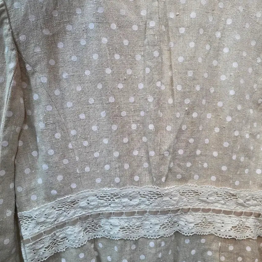 [BUNJANG] Linen Dot Pattern Lace Trim Jacket / 린넨자켓 도트무늬 레이스 장식 여성 자켓