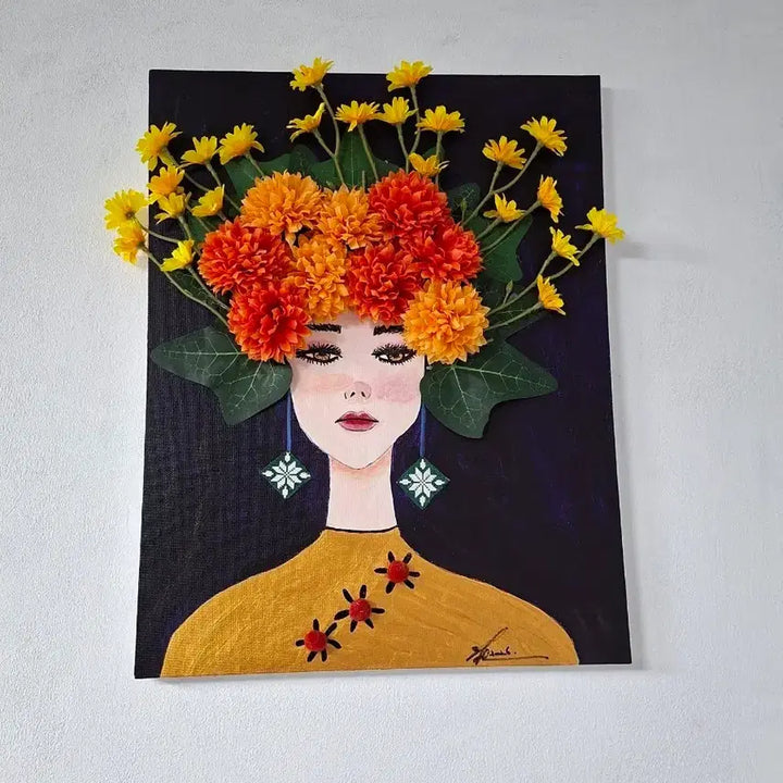 [BUNJANG] Charming Woman with Flowers Wall Art / 매력적인 여인 개업,집들이