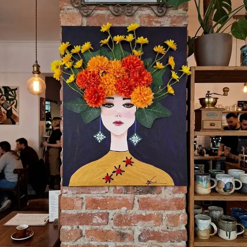 [BUNJANG] Charming Woman with Flowers Wall Art / 매력적인 여인 개업,집들이