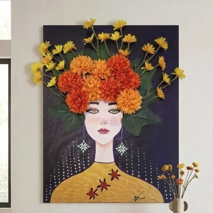 [BUNJANG] Charming Woman with Flowers Wall Art / 매력적인 여인 개업,집들이