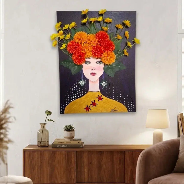 [BUNJANG] Charming Woman with Flowers Wall Art / 매력적인 여인 개업,집들이