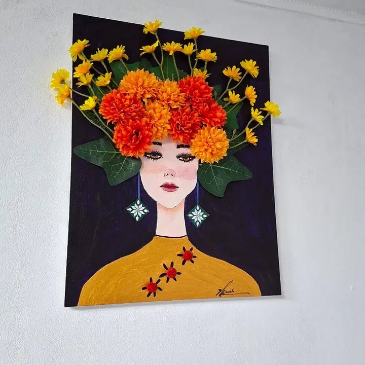 [BUNJANG] Charming Woman with Flowers Wall Art / 매력적인 여인 개업,집들이