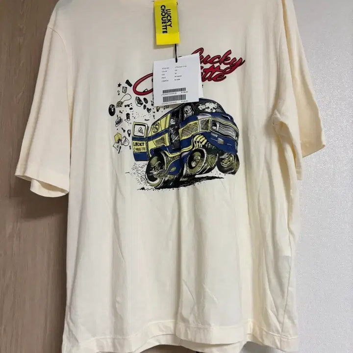 [BUNJANG] Lucky Chouette Logo Print T-Shirt White Size 36 / 럭키슈에뜨 티셔츠 36 택채 새것