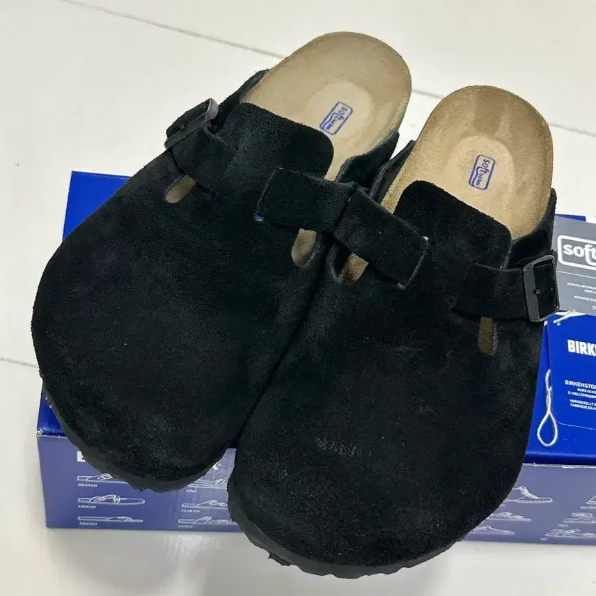 [BUNJANG] Birkenstock Boston Suede Sandals (Black, Size 40) / 버켄스탁 보스턴 (블랙/40)