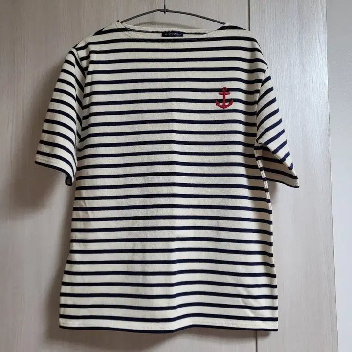 [BUNJANG] Saint James Galdo Bordeaux Stripe T-Shirt / 세인트제임스 길도 보르도 스트라이프 반팔티