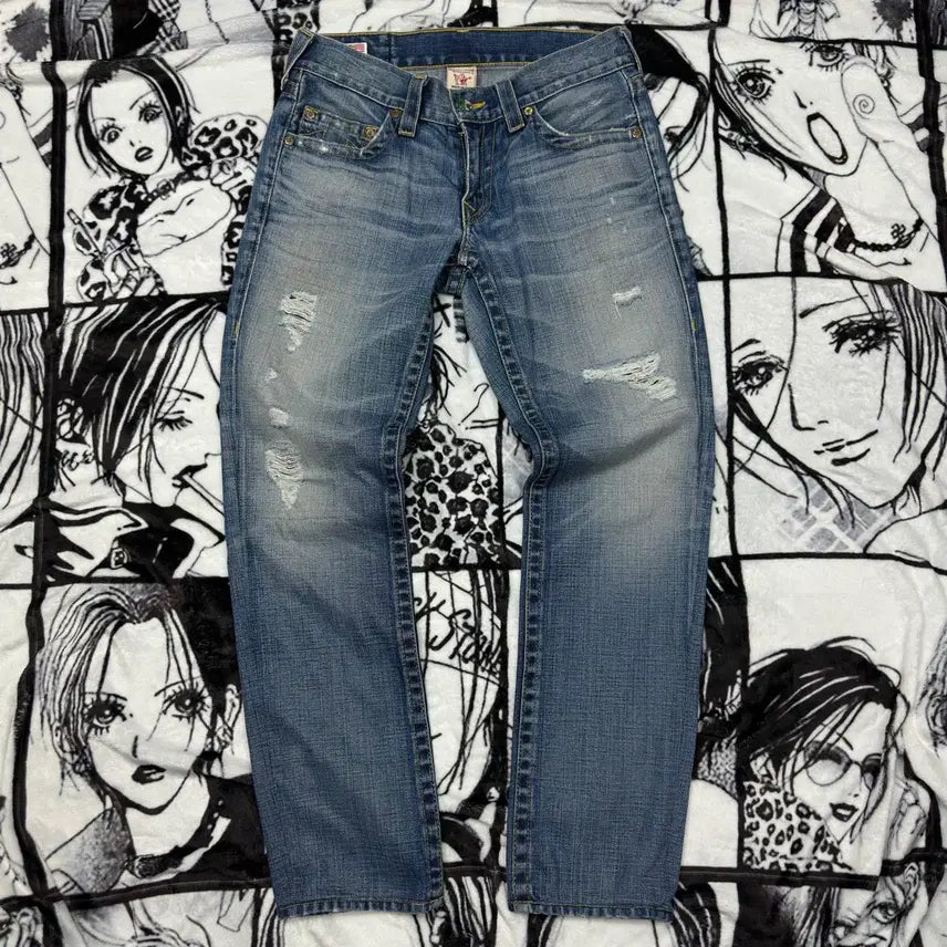 [BUNJANG] True Religion Skull Logo Sagging Denim Pants / 트루진 트루릴리전 스컬로고 새깅 데님팬츠