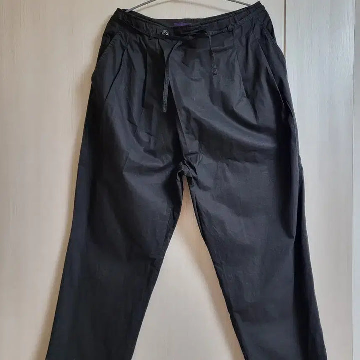 [BUNJANG] Beslow Black Cotton Pants String Waist Fit / 비슬로우 검정색 면바지 끈바지 스타일