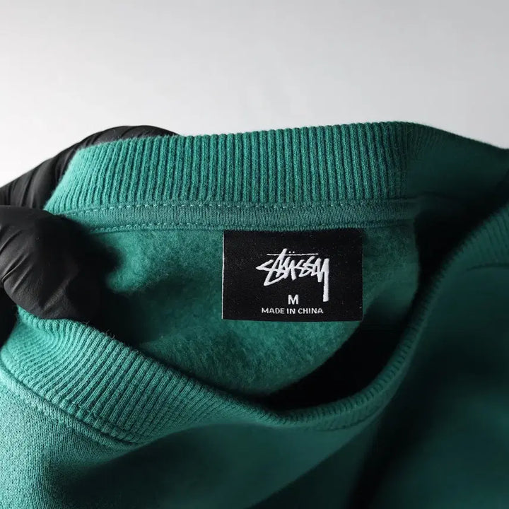 [BUNJANG] Stussy 3D Logo Print College Crewneck Sweatshirt Green / 스투시 3D 로고 프린트 칼리지 크루넥 기모 맨투맨 스웨트셔츠 그린