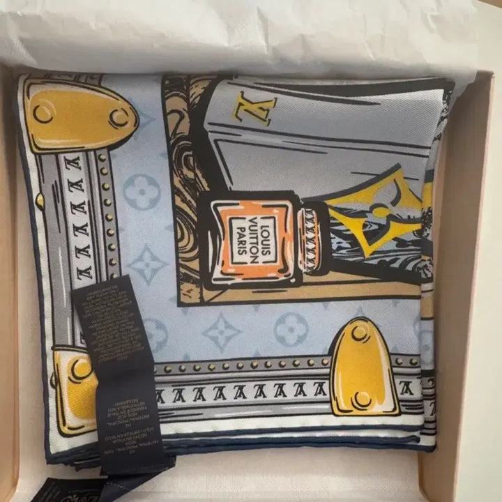 [BUNJANG] Louis Vuitton LV Library Square 70 Silk Scarf / 루이비통 LV 라이브러리 스퀘어 70 데님 블루