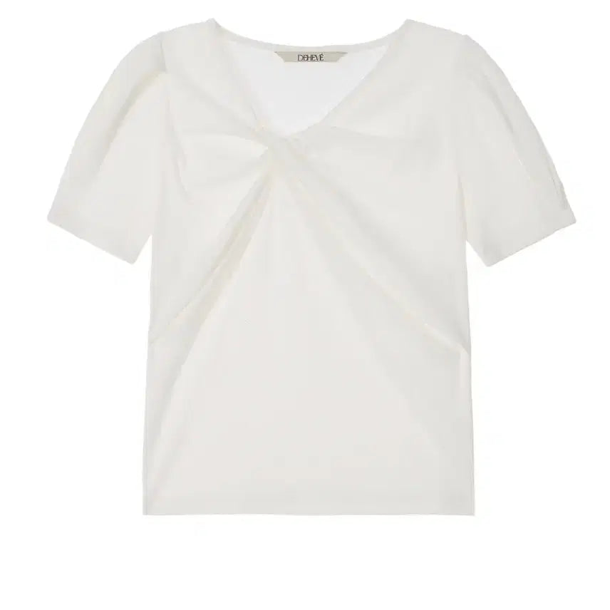 [BUNJANG] DEBEVO Twist Shirring Short Sleeve T-shirt / 드헤베 트위스트 셔링 반팔 티셔츠
