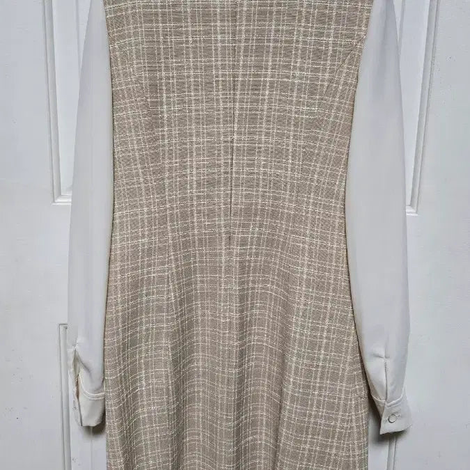 [BUNJANG] JIGOTT Midi Dress Ivory Collar Checkered Pattern / 지고트 원피스