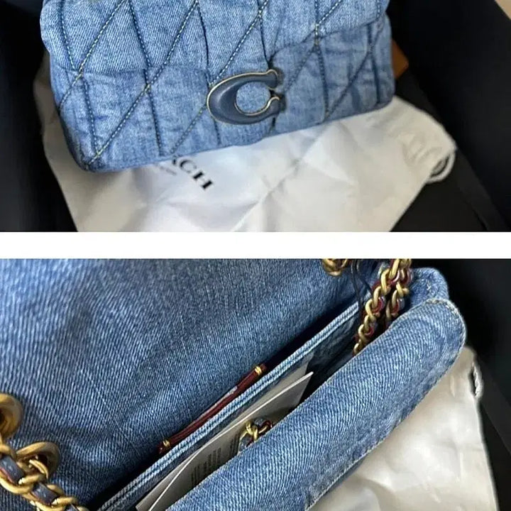 [BUNJANG] Coach Tabby Denim Quilting Shoulder Bag 20 / 코치 태비 데님 퀼팅 숄더백/20사이즈