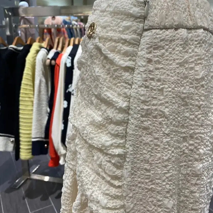 [BUNJANG] Osecon Ivory Shirring Skirt Size 66 / 오즈세컨 아이보리 셔링  스커트 66사이즈