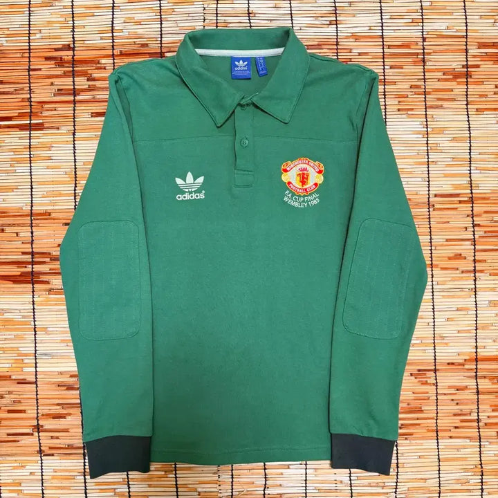 [BUNJANG] Adidas Manchester United Patch Collar Long Sleeve T-Shirt Green Size S / 아디다스 그린 맨유 패치 카라 긴팔티 s