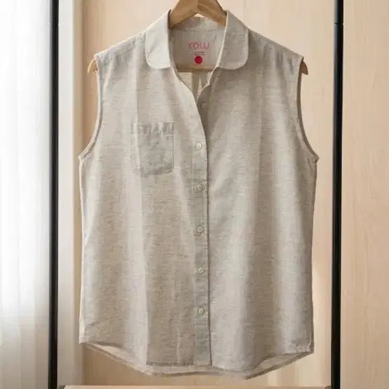 [BUNJANG] YOUW Sleeveless Shirt Oatmeal Size 66 / YOUW 민소매 셔츠 오트밀 66 가단50