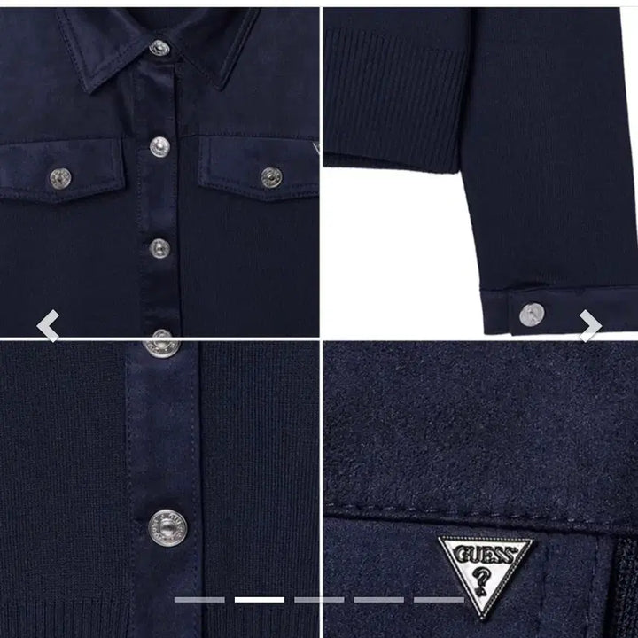 [BUNJANG] Guess Navy Suede Combination Cardigan / 게스 네이비 스웨이드 배색 가디건 25년신상