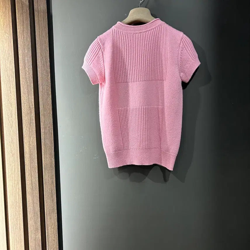 [BUNJANG] Hermès Cashmere Half-Sleeve Knit H Pattern Rose Pink Size 34 / 에르메스 캐시미어 반소매 니트