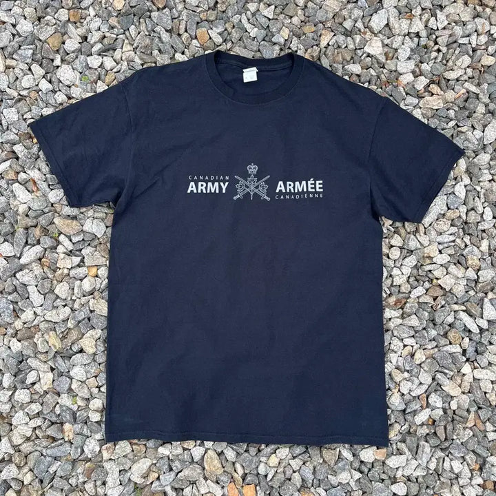 [BUNJANG] Canadian Army Black Short Sleeve T-Shirt / 캐나다 육군 검정색 반팔 티셔츠(실측확인)