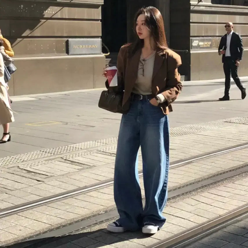 [BUNJANG] Baydeli Denim Wide Pants Medium Wash / 베이델리 데님 와이드 팬츠 중청