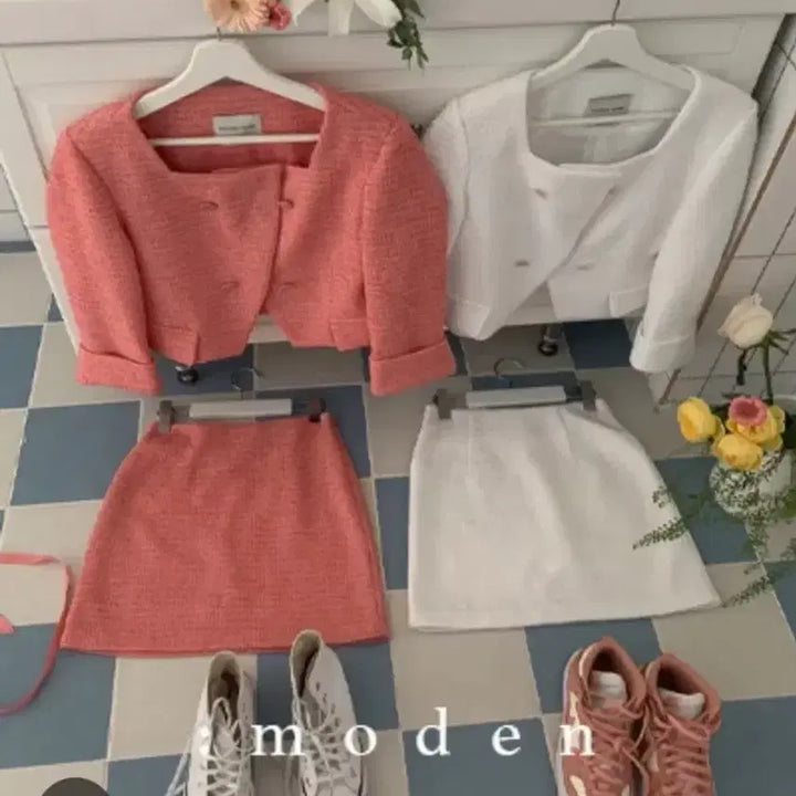 [BUNJANG] Modernrobe Dandelion Tweed Two-Piece Set / 모던로브 단델리온 트위드 투피스
