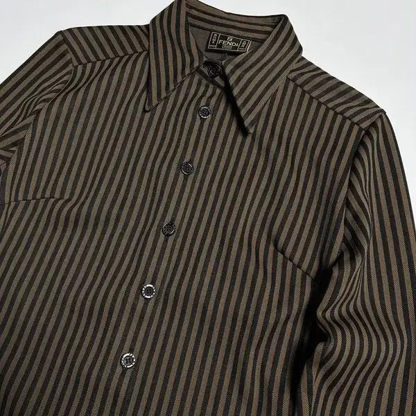 [BUNJANG] Fendi Striped Collar Shirt / 펜디 FENDI 카라넥 스트라이프 셔츠 PN9951