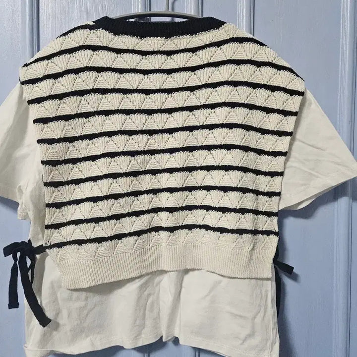 [BUNJANG] ZARA Layered Knit Short Sleeve T-Shirt / 자라 레이어드 니트 반팔 티셔츠