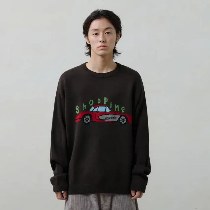 [BUNJANG] Noun Shopping Car Knit Dark Brown / 노운 shopping car knit 니트