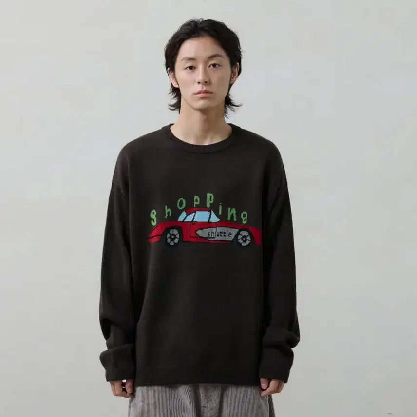 [BUNJANG] Noun Shopping Car Knit Dark Brown / 노운 shopping car knit 니트