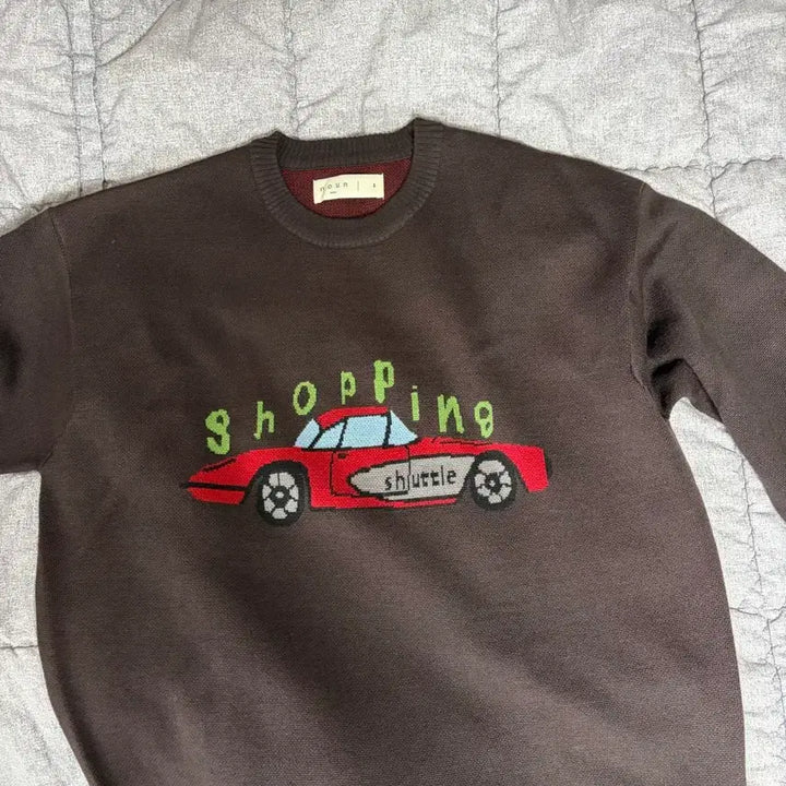 [BUNJANG] Noun Shopping Car Knit Dark Brown / 노운 shopping car knit 니트