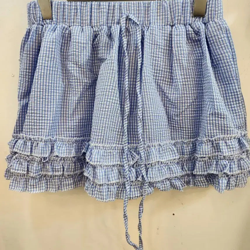 [BUNJANG] Frill Check Banding Shorts Pants / 프릴체크밴딩반바지팬츠(새상품)