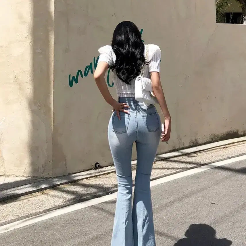 [BUNJANG] S9 High-Waist Denim Bootcut Pants / 새상품 에스나인 골반패드 데님 부츠컷 하이웨스트 롱레그 바지