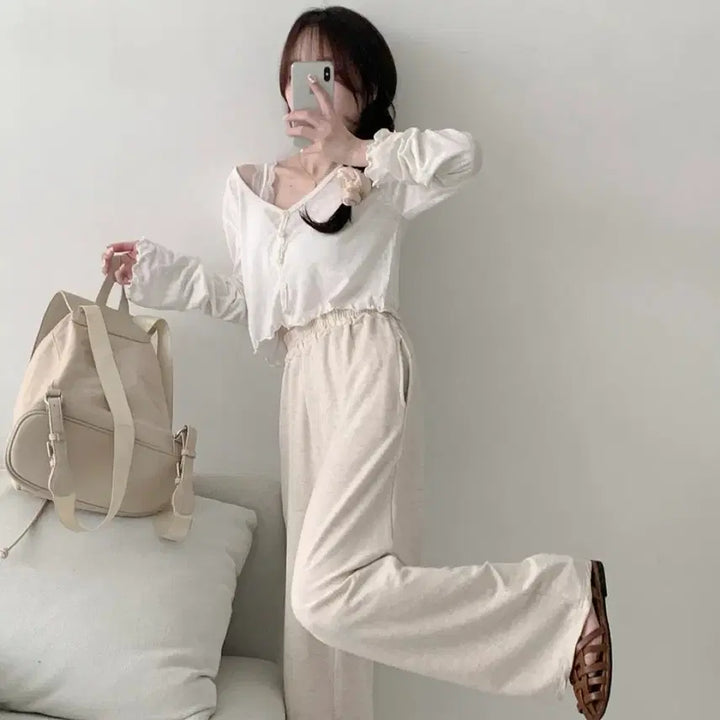 [BUNJANG] Minipoe Semi-Wide Modal Training Pants Oatmeal / 미니포에 세미와이드 트레이닝 팬츠 오트