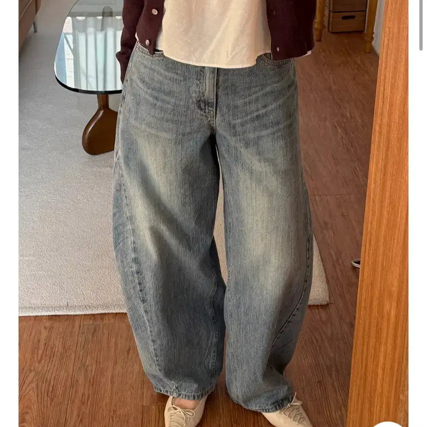 [BUNJANG] Dart Denim Balloon Wide Pants M Size / 새상품)연청 다트 데님 벌룬 와이드 M사이즈
