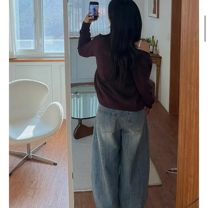 [BUNJANG] Dart Denim Balloon Wide Pants M Size / 새상품)연청 다트 데님 벌룬 와이드 M사이즈