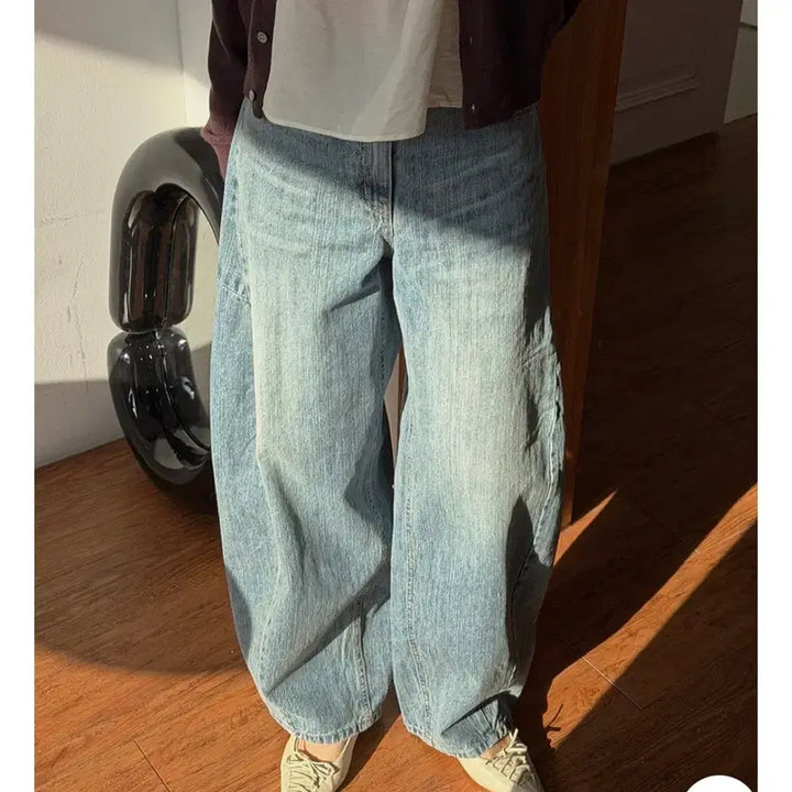 [BUNJANG] Dart Denim Balloon Wide Pants M Size / 새상품)연청 다트 데님 벌룬 와이드 M사이즈