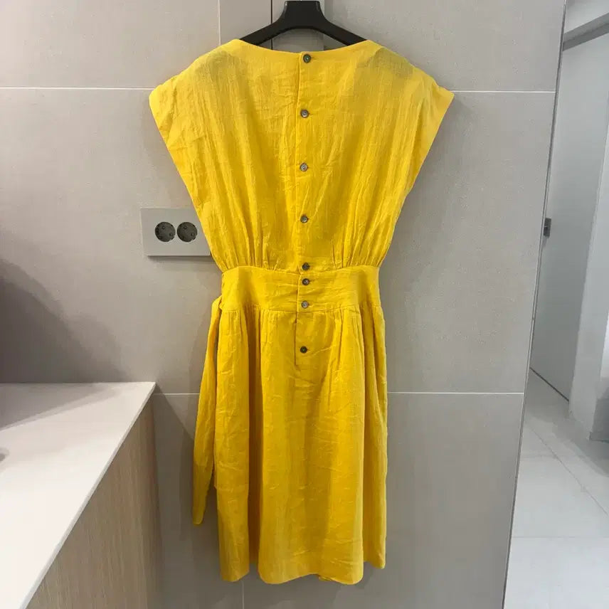 [BUNJANG] Bluebell Yellow Linen Wrap Dress / bluebell 옐로우 린넨 랩원피스